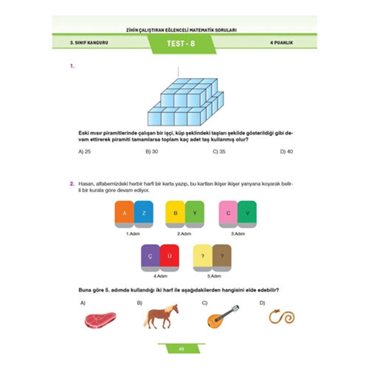 3. Sınıf Zihin Çalıştıran Eğlenceli Kanguru Matematik Soruları