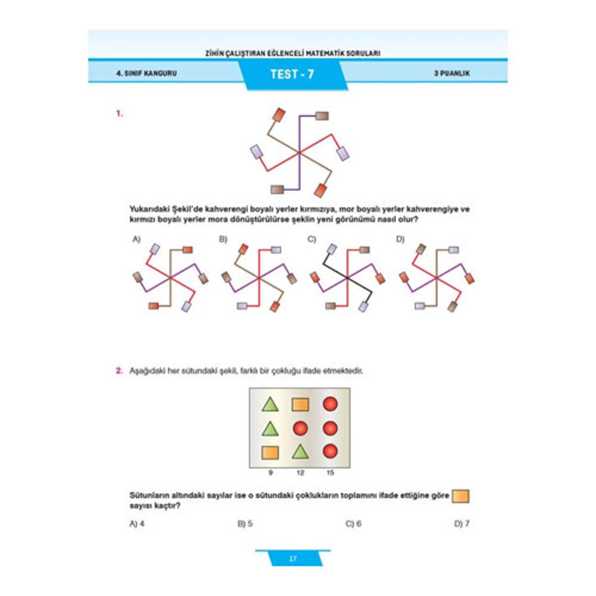 4. Sınıf Zihin Çalıştıran Eğlenceli Kanguru Matematik Soruları