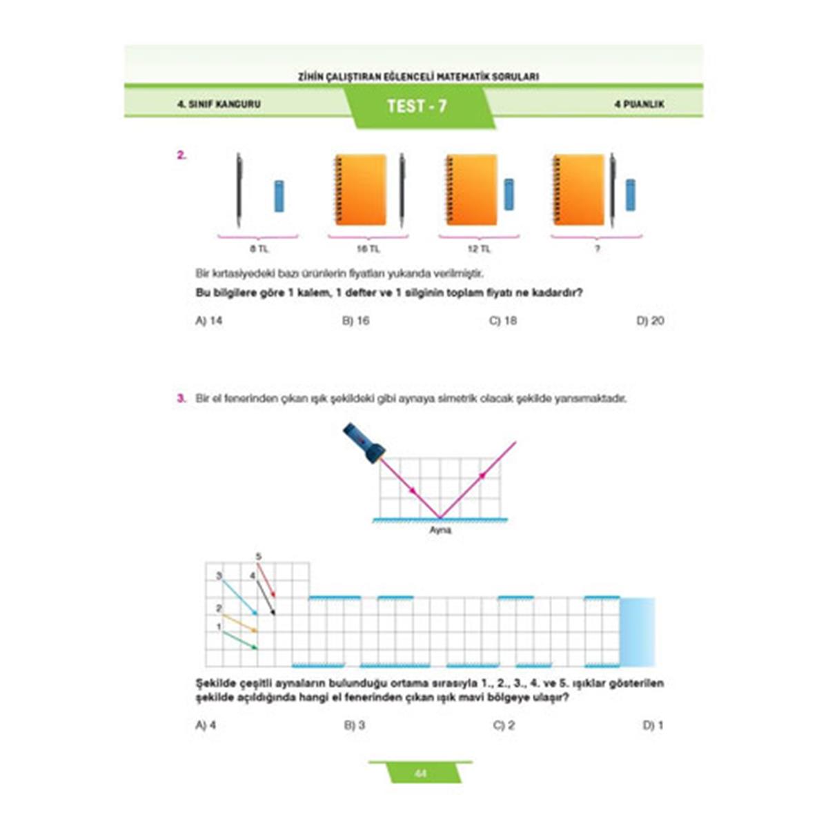 4. Sınıf Zihin Çalıştıran Eğlenceli Kanguru Matematik Soruları