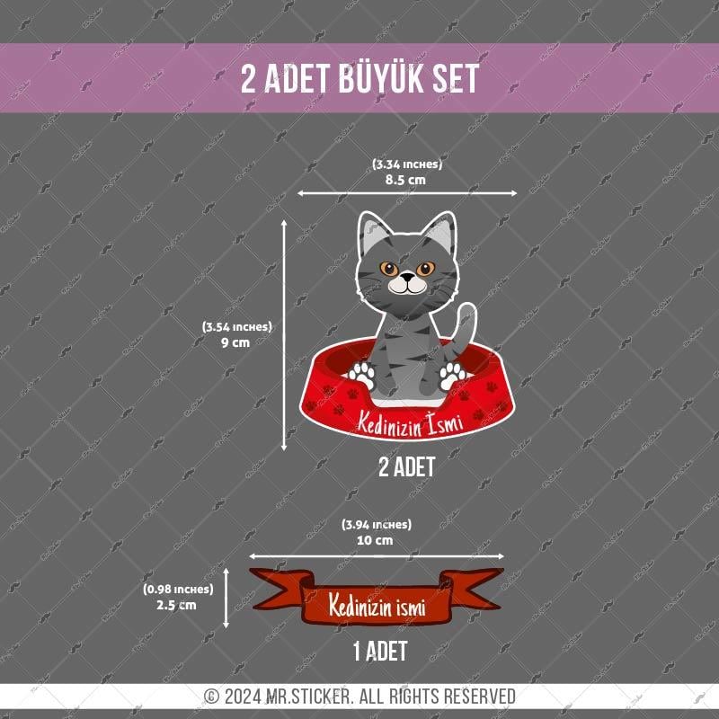 ANCT32 Gri Tekir Kedi Etiketi Seti - Kedinizin Ismine Ozel