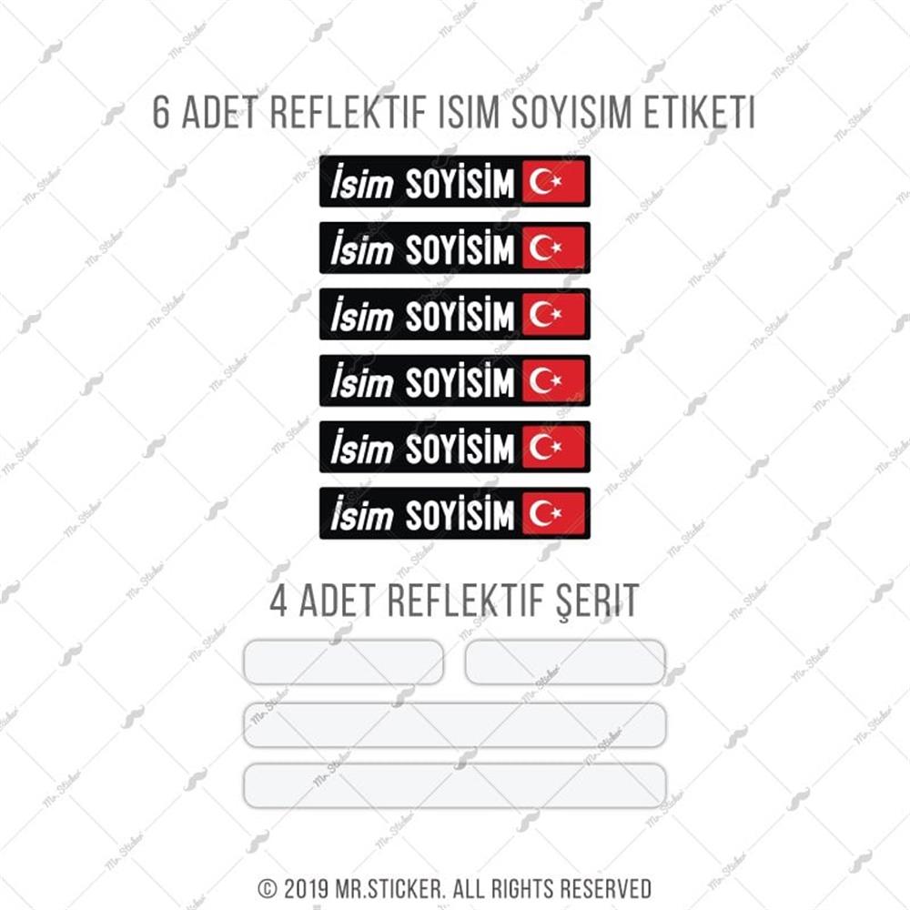 BCY1 Reflektif Bisiklet Isim Etiket Seti V1