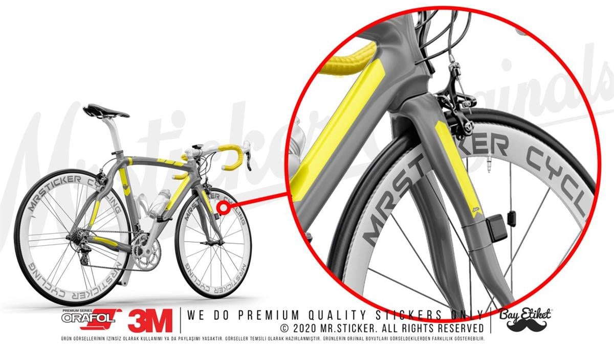 BCY46 Reflektif Cizilmeye Karsi Dayanikli Koruyucu Sticker Seti Sari Renk