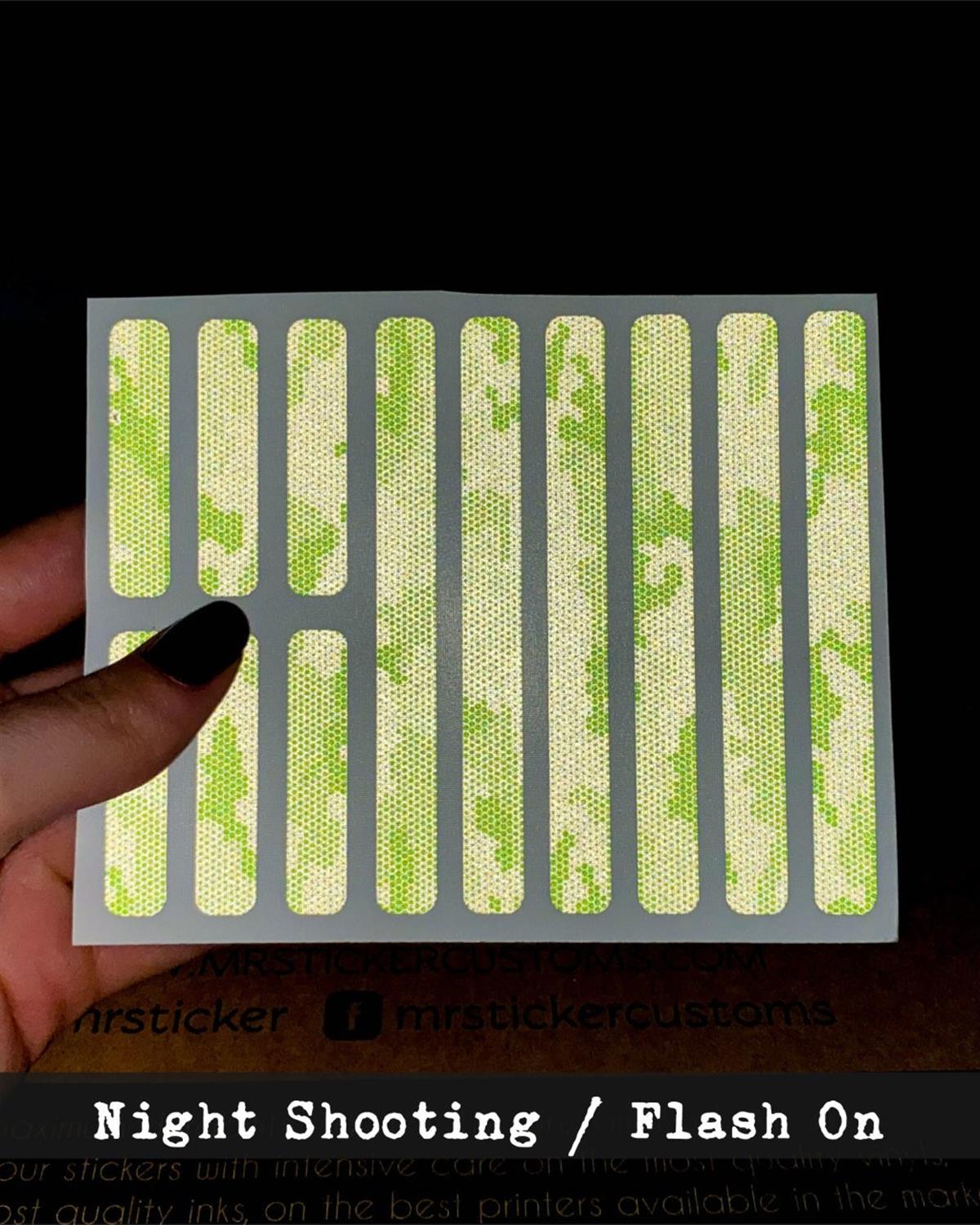 BCY51 Reflektif Yesil Beyaz Petek Kamuflaj Desenli Serit Seti