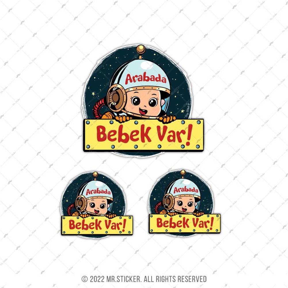 BOB18 Astronot Temali Arabada Bebek Var Etiketi 3'lü Set