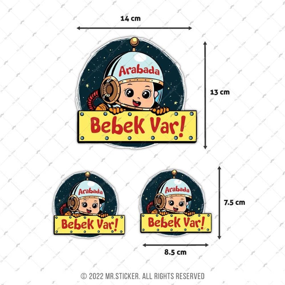 BOB18 Astronot Temali Arabada Bebek Var Etiketi 3'lü Set