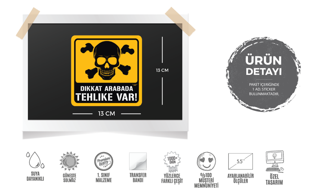 BOB7 Dikkat Arabada Tehlike Var Etiketi