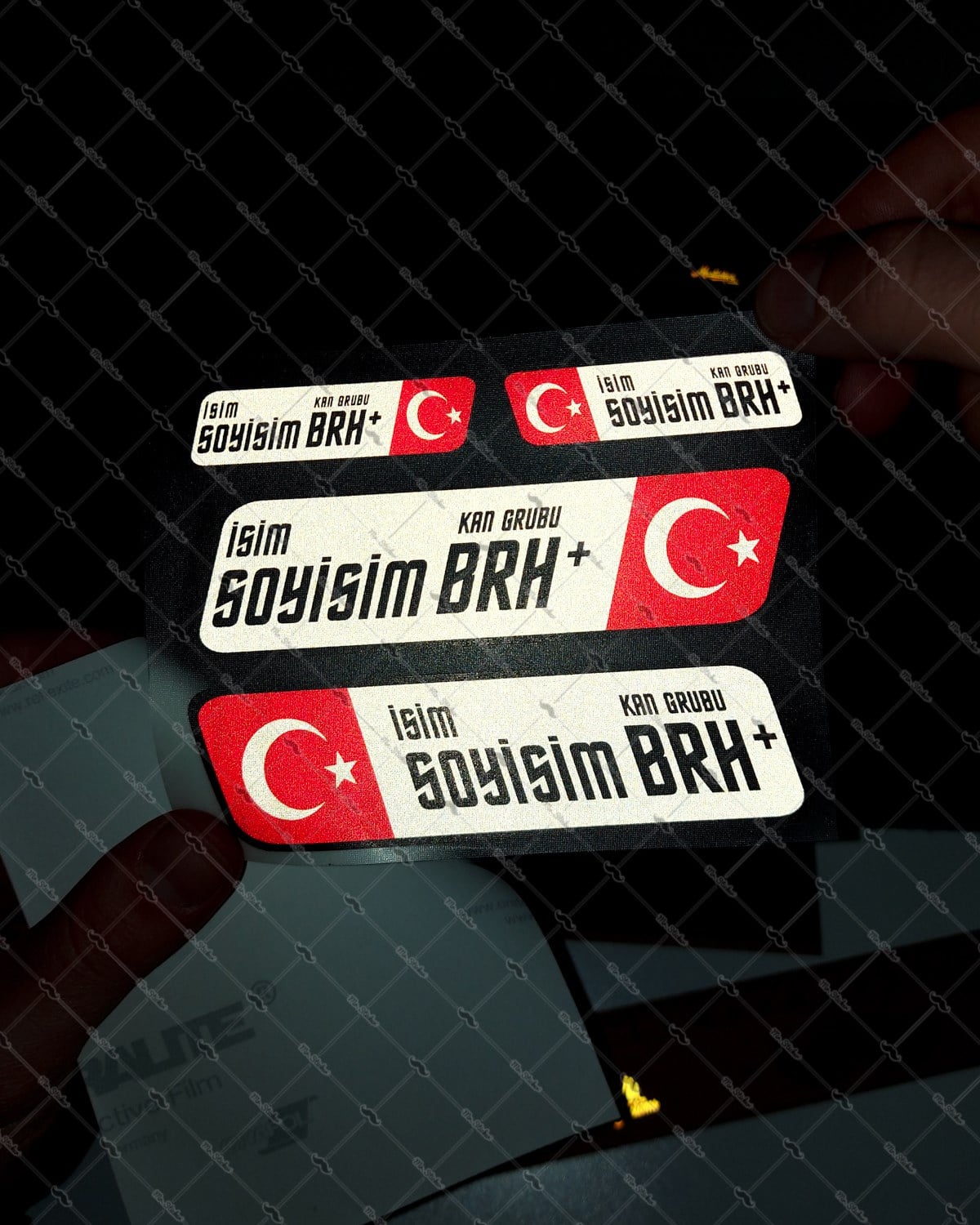BT09 Reflektif İsme Özel Kan Grubu Etiket Seti 