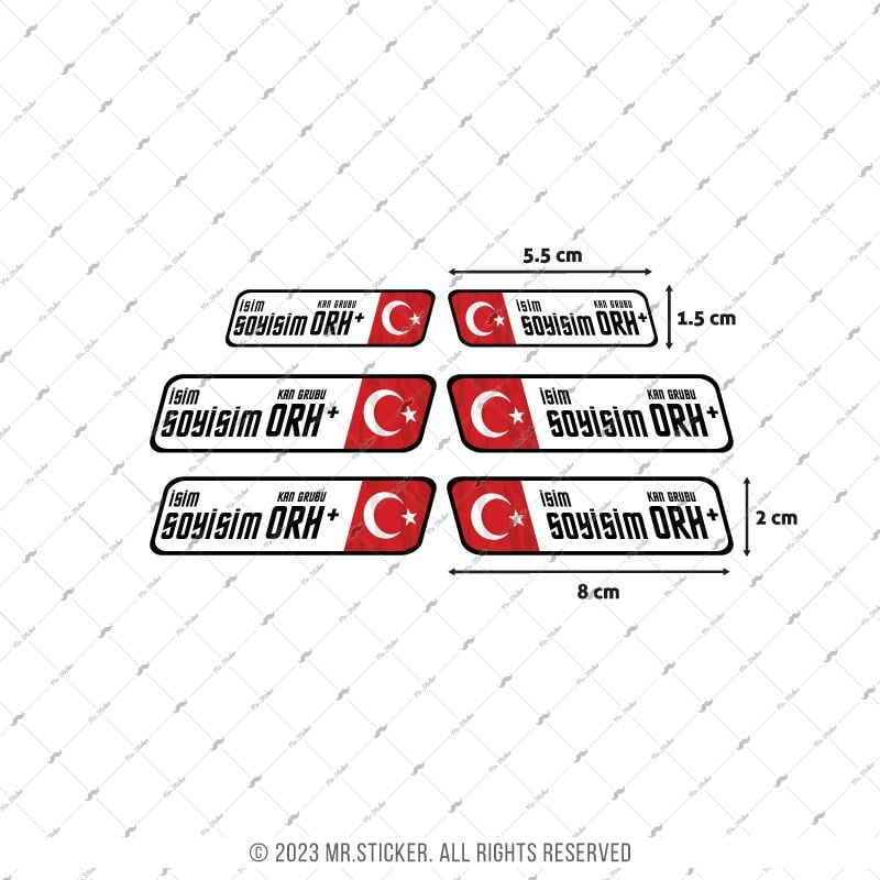 BT09 Reflektif İsme Özel Kan Grubu Etiket Seti 