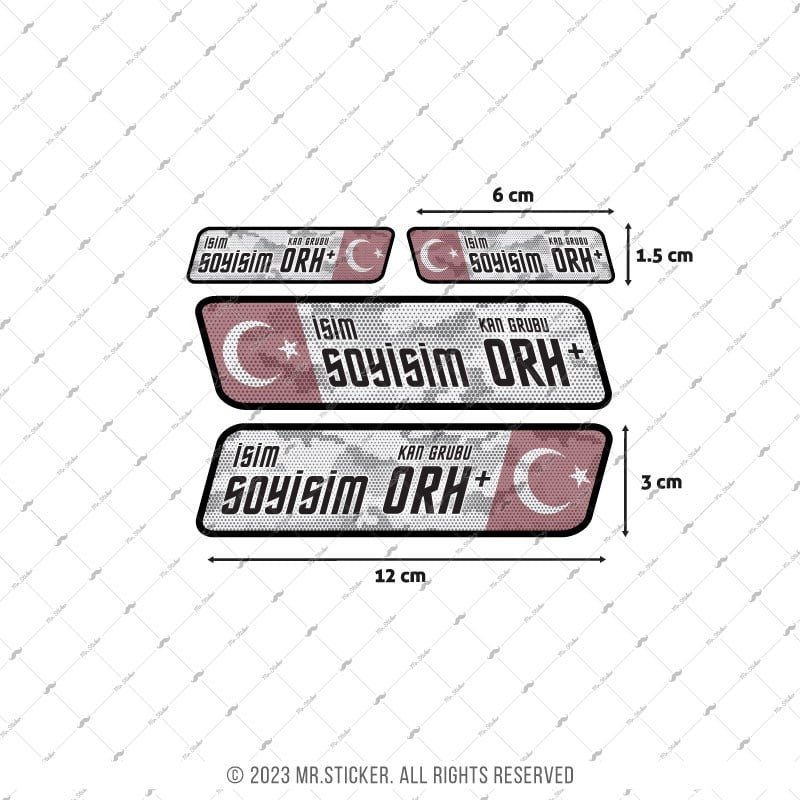 BT19 Kamuflaj Desenli İsme Özel Kan Grubu Etiket Seti