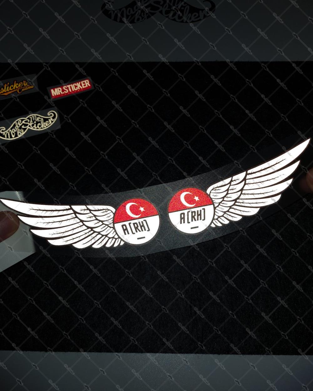 BT23 Reflektif Kanat Desenli A Rh Negatif (-) Kan Grubu Etiket Seti
