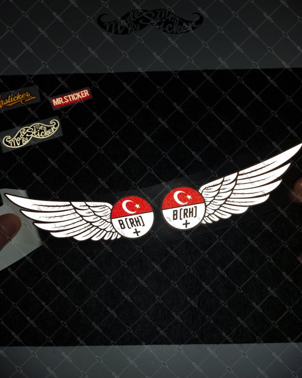 BT24 Reflektif Kanat Desenli B Rh Pozitif (+) Kan Grubu Etiket Seti