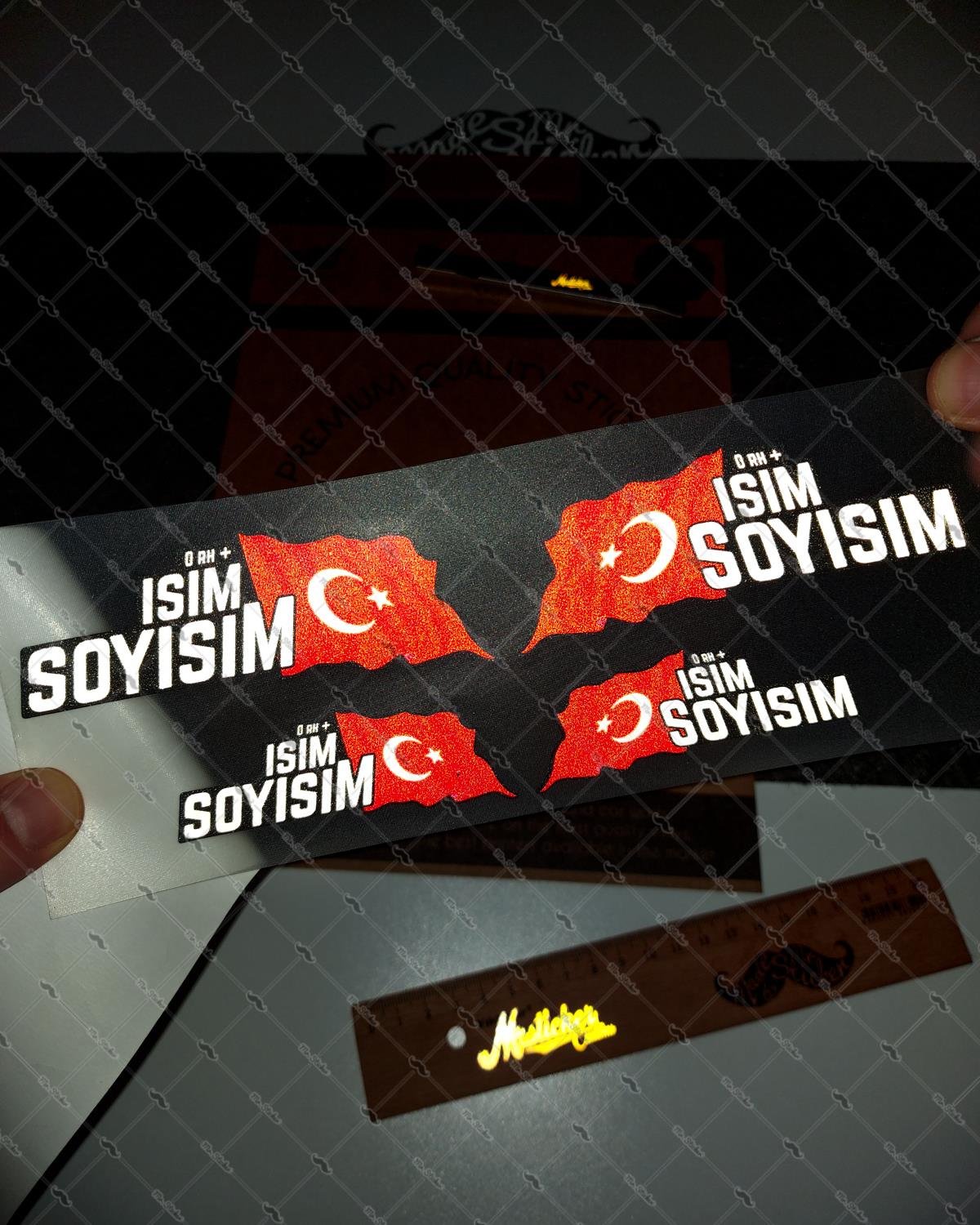 BT90 Uyari Seti + 4 lü Isme Ozel Reflektif Kan Grubu Seti