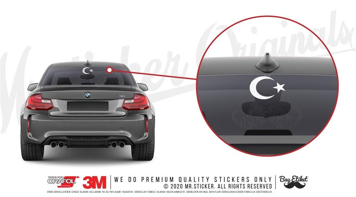 CAR37 Mat Beyaz Ay Yildiz Etiketi