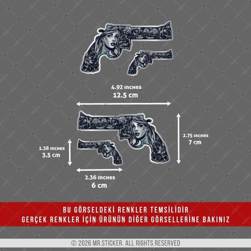 CHR17 Krom Seri Gengsta Motifli Pistol Etiketi