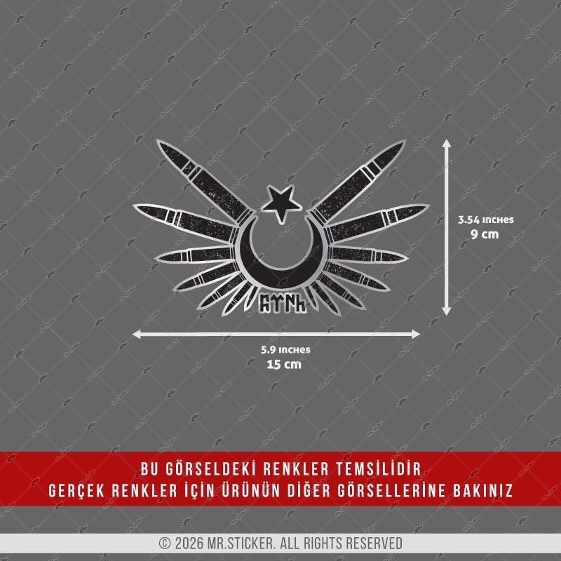 CHR21 Krom Seri Kursun Kanatli Ay Yildiz Etiketi