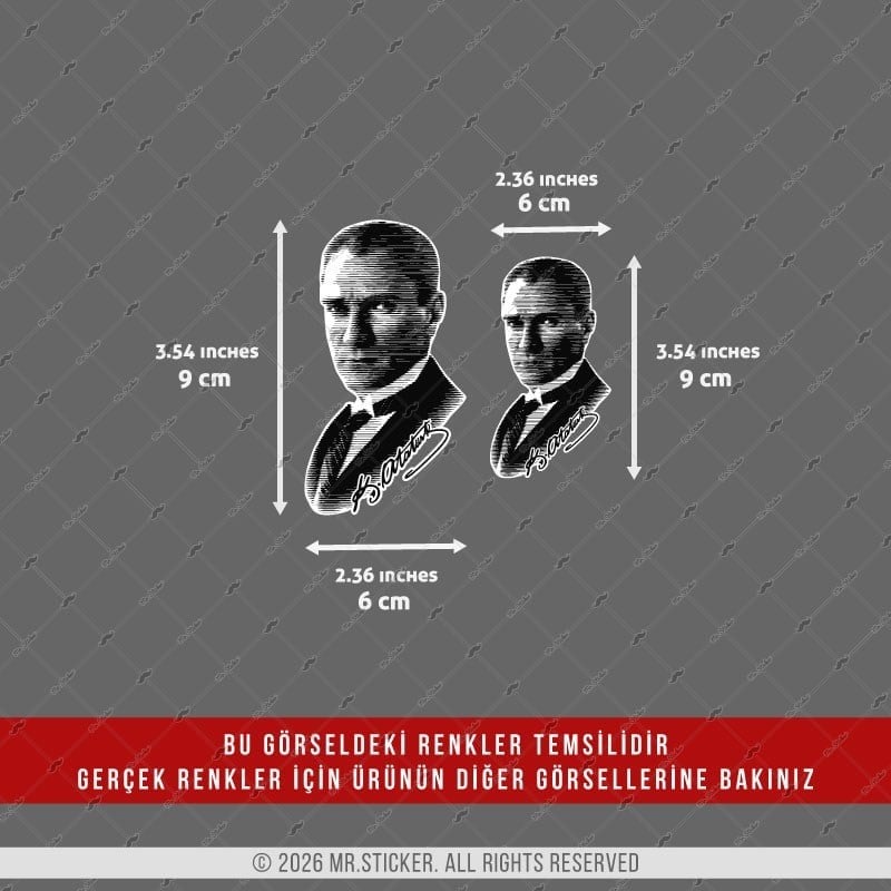CHR23 Krom Seri İkili Atatürk Silüeti Etiket Seti