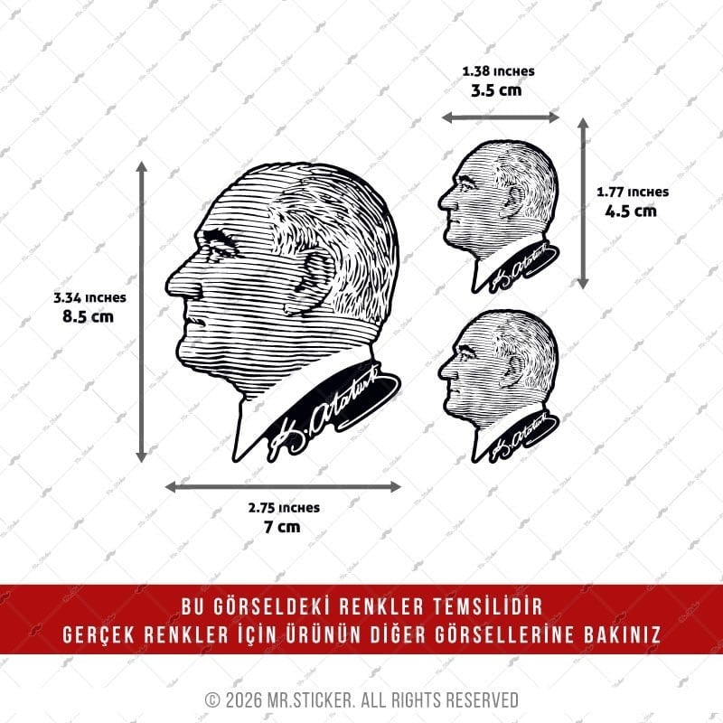 CHR26 Krom Seri Cizgi Calisma Atatürk Etiket Seti
