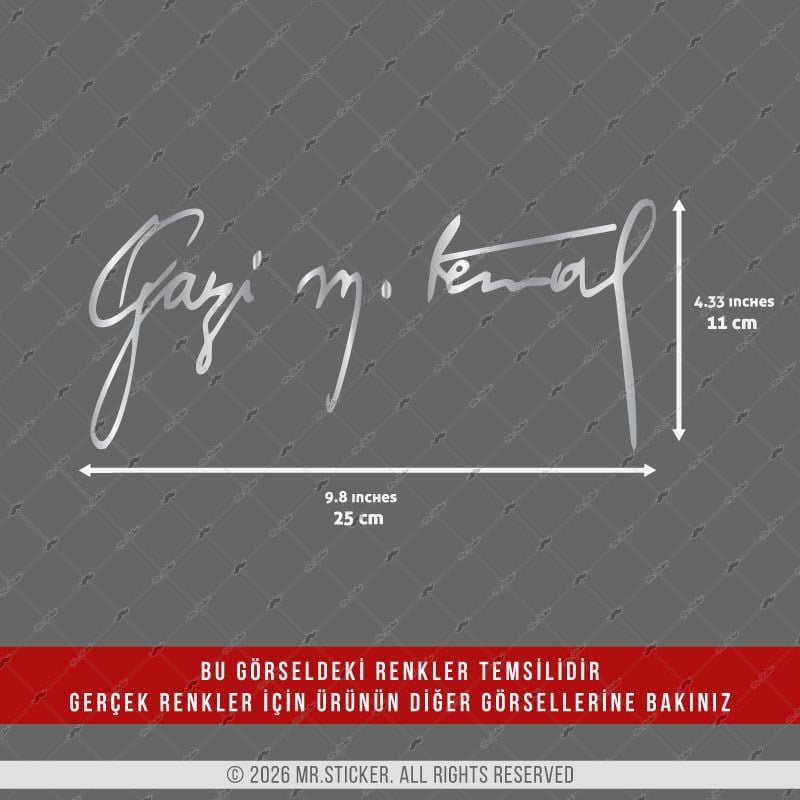 CHR37 Krom Seri Büyük Boy Gazi Mustafa Kemal İmza Etiketi