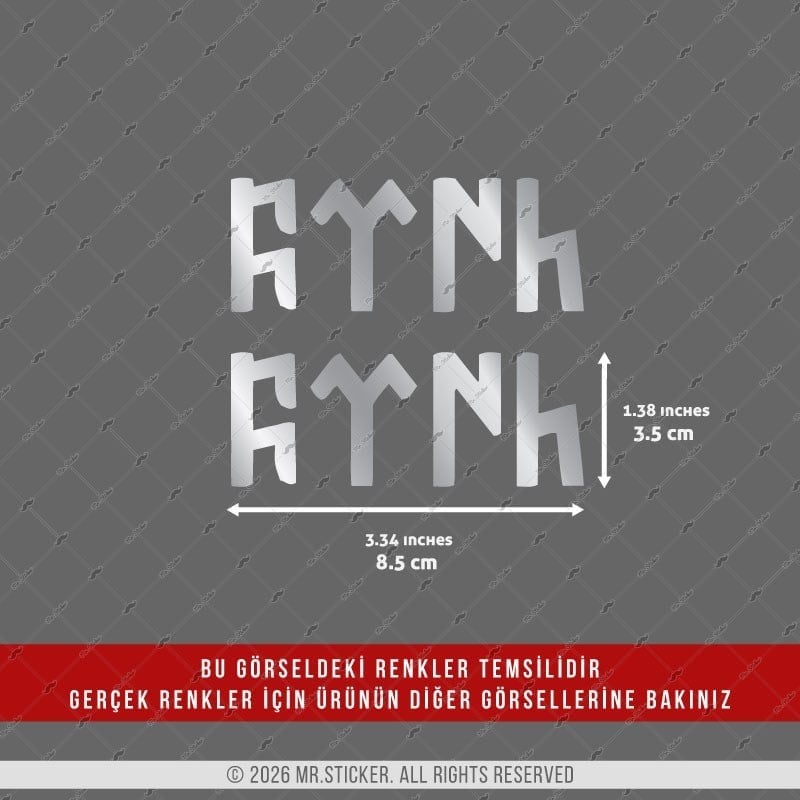 CHR5 Krom Seri Göktürkçe Türk Yazısı Etiketi İkili Set