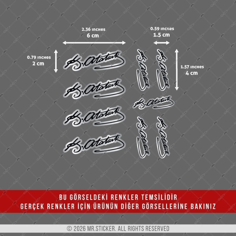 CHR8 Krom Seri Kemal Atatürk İmza Seti  9lu Set