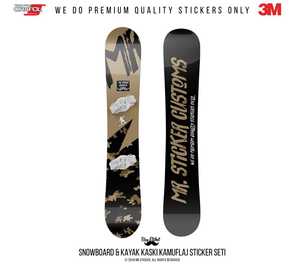 CMO403SS - Snowboard Kaski ve Board Kaplamaya Uygun 34 Parca Kucuk Boy Kamuflaj Seti