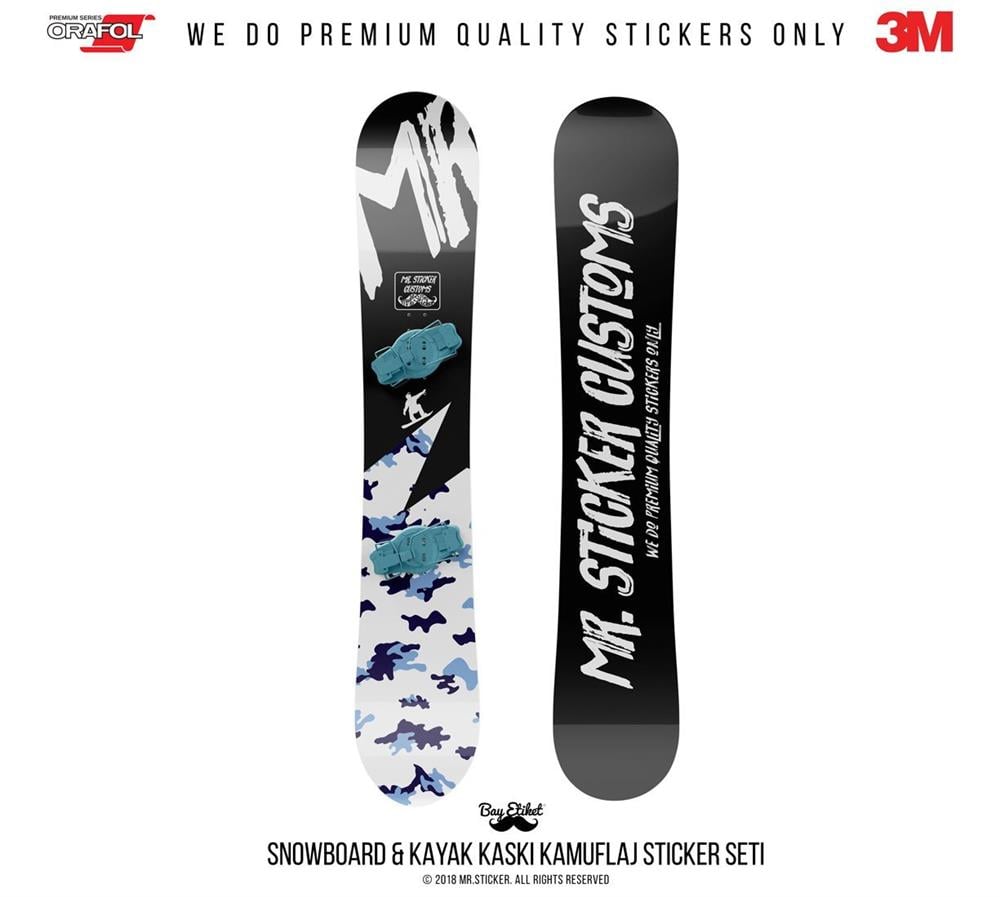 CMO409SS - Snowboard Kaski ve Board Kaplamaya Uygun 34 Parca Kucuk Boy Kamuflaj Seti