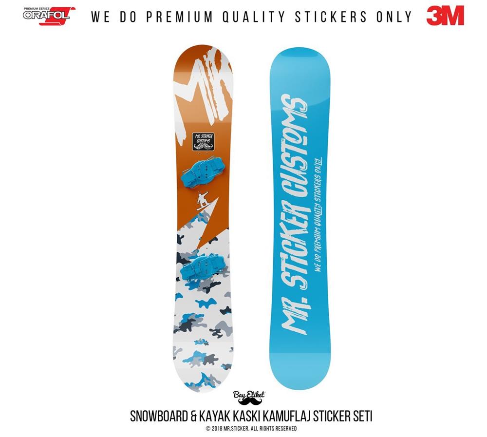CMO410SS - Snowboard Kaski ve Board Kaplamaya Uygun 34 Parca Kucuk Boy Kamuflaj Seti
