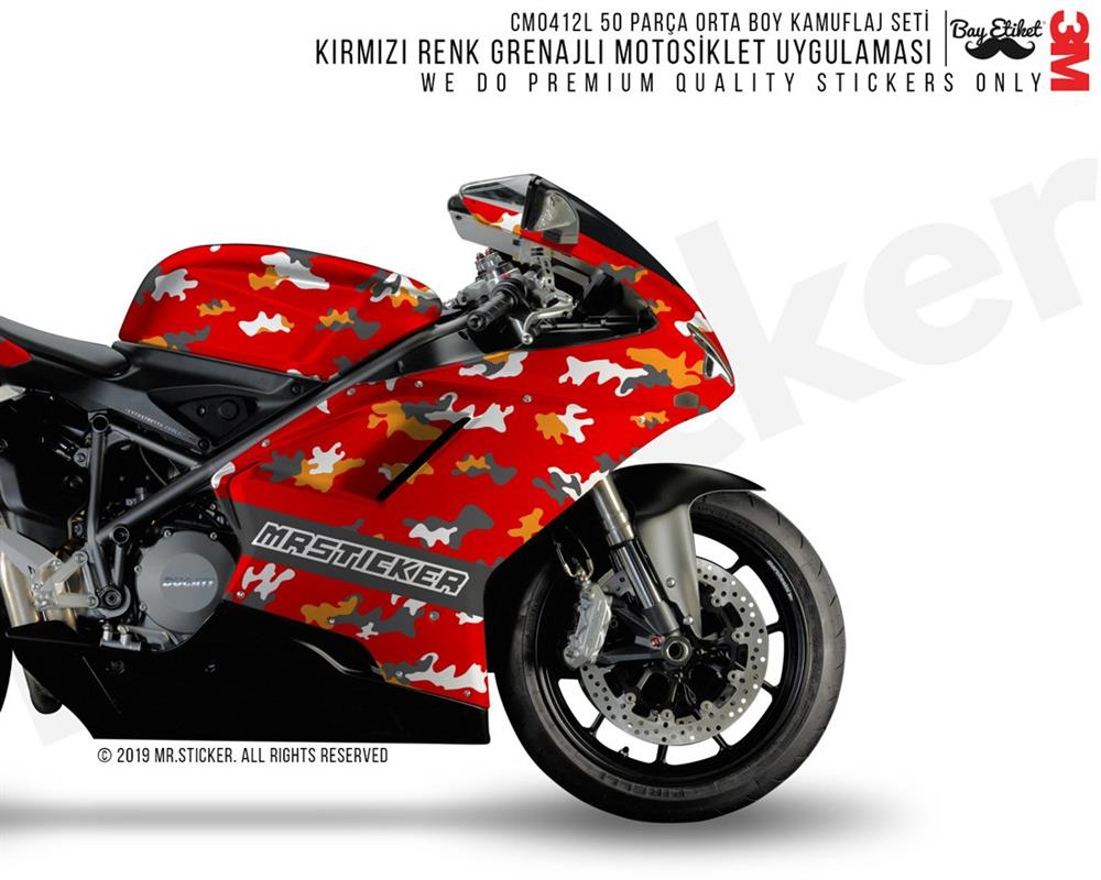 CMO412L - Motosiklet Kaplamaya Uygun 50 Parca Orta Boy Kamuflaj Seti