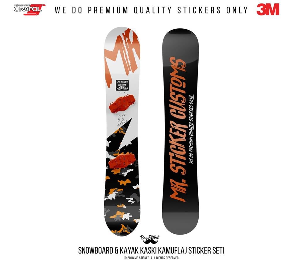 CMO412SS - Snowboard Kaski ve Board Kaplamaya Uygun 34 Parca Kucuk Boy Kamuflaj Seti