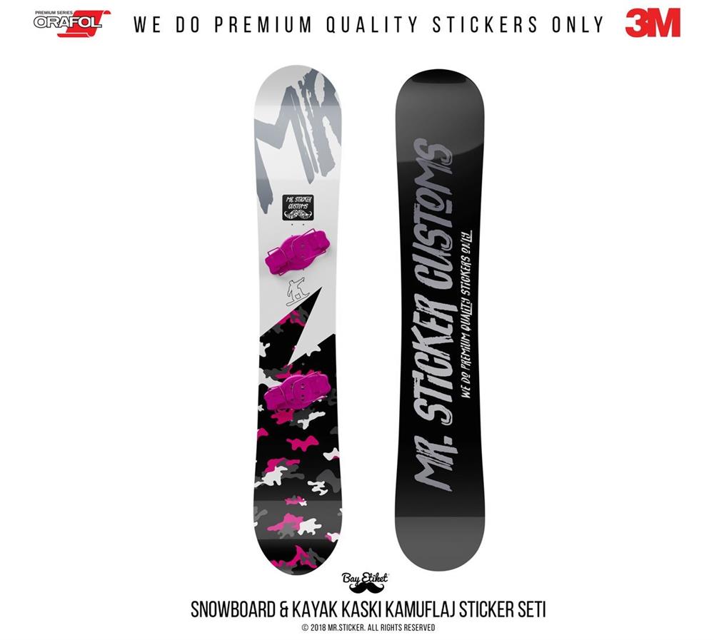 CMO413SS - Snowboard Kaski ve Board Kaplamaya Uygun 34 Parca Kucuk Boy Kamuflaj Seti