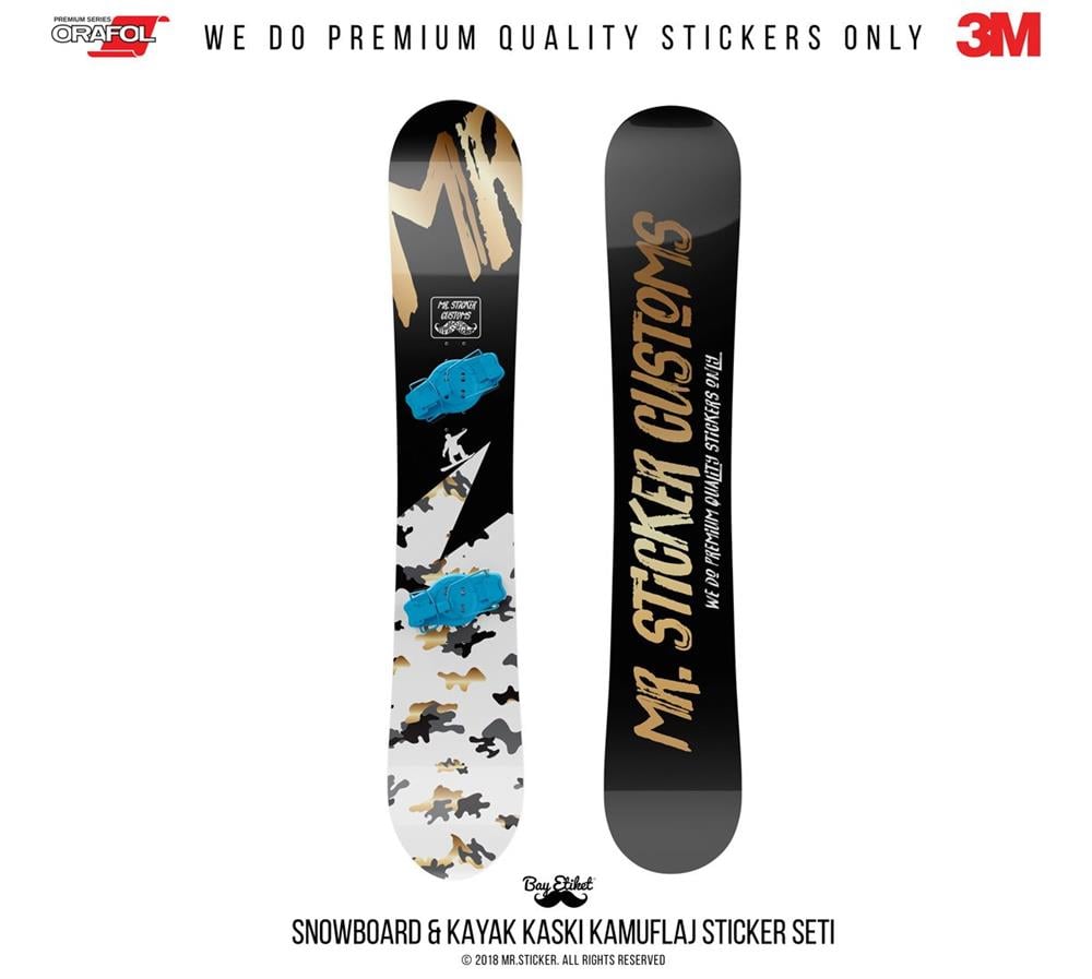 CMO414SS - Snowboard Kaski ve Board Kaplamaya Uygun 34 Parca Kucuk Boy Kamuflaj Seti