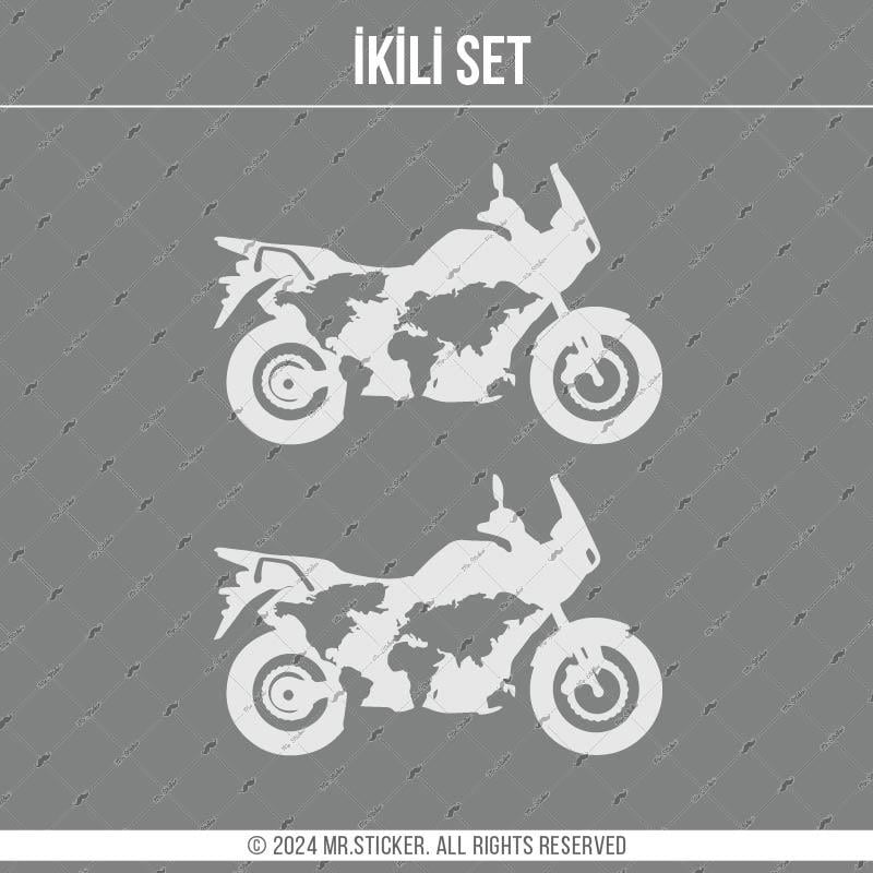 CSE14S İkili Set - TNR Dunya Haritasi Desen - Mat Gumus Gri