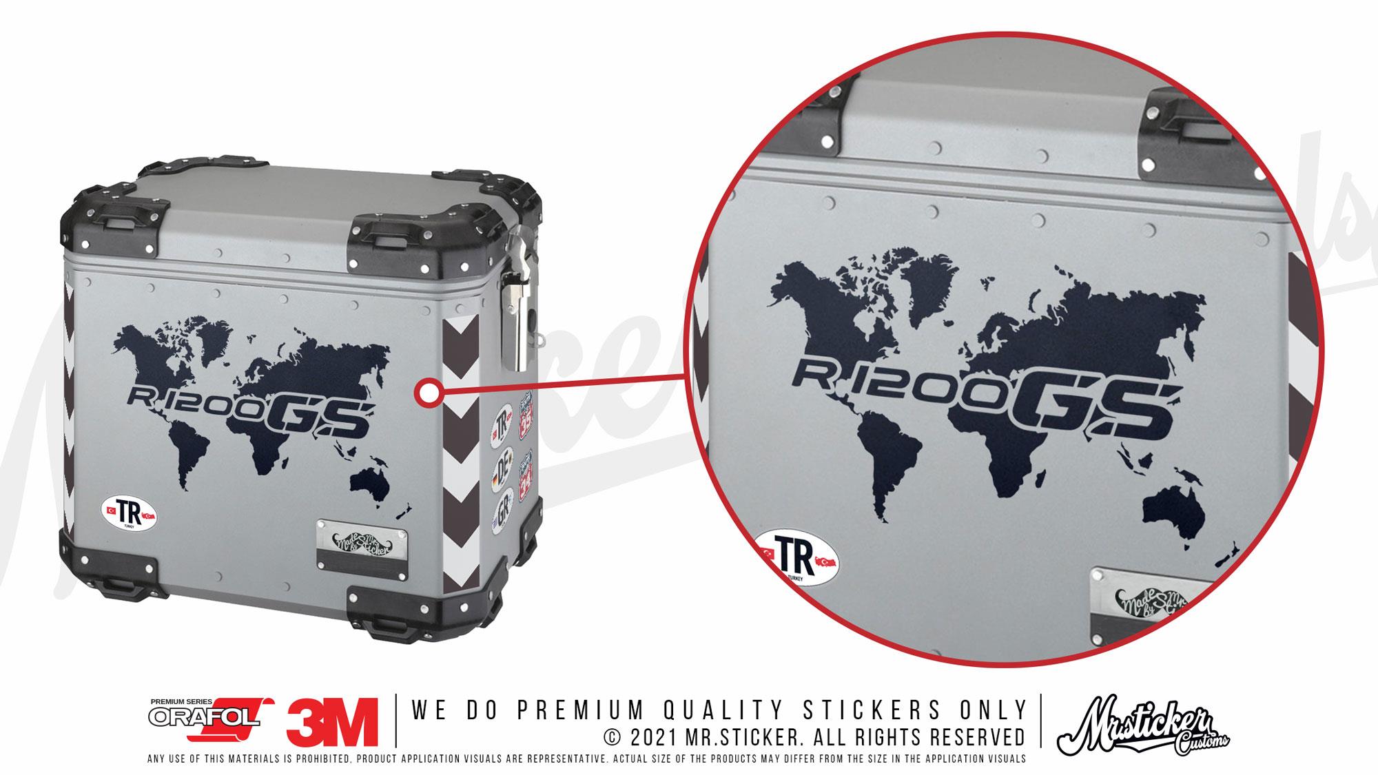CSE8 GS1200 Detayli Dunya Haritasi Desen Sticker - Renk Seçenekli