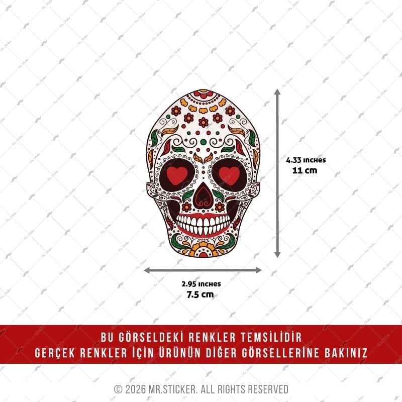 CSFT18 Renk Değiştiren Seri Kalp Gozlu Sugar Skull Kurukafa Etiketi