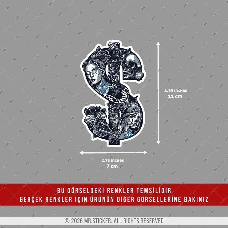 CSFT25 Renk Değiştiren Gangsta Motifli Dolar Etiketi