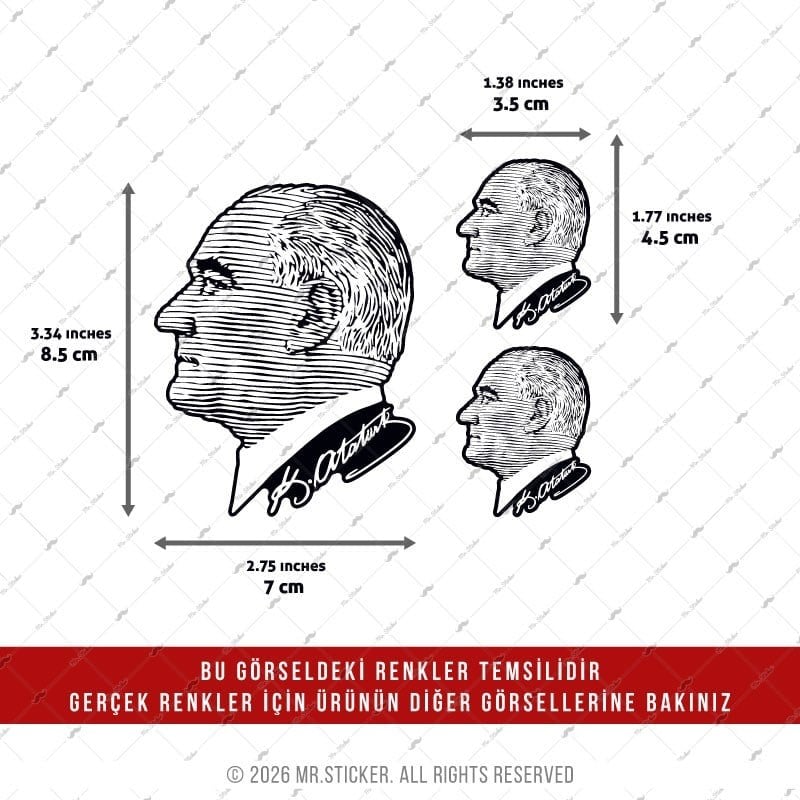 CSFT8 Renk Değiştiren Seri Ataturk Cizgi Calisma Etiket Seti