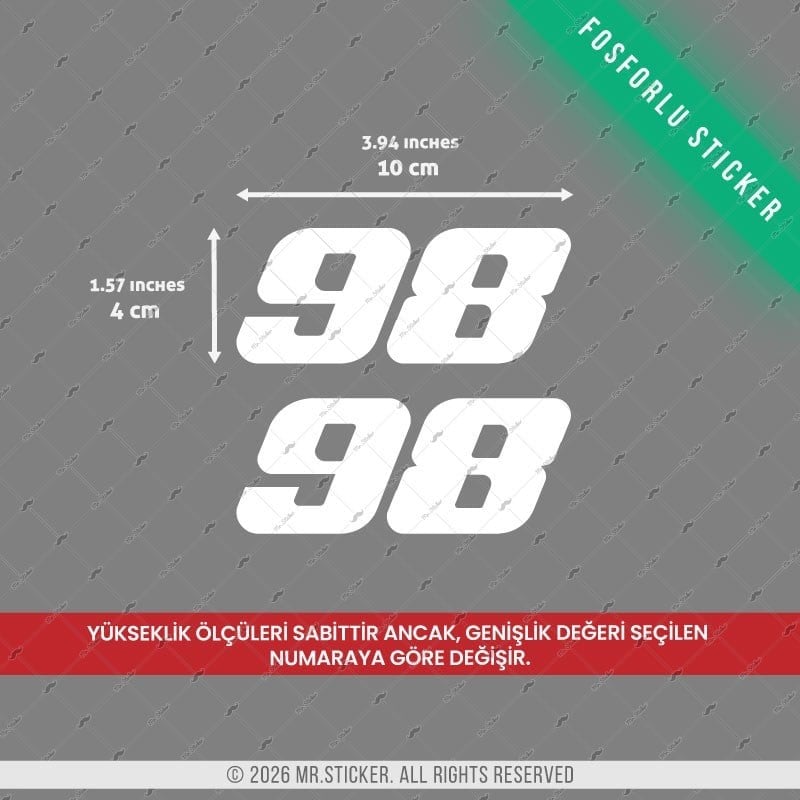 GIDW2 Numara Seçenekli Karanlıkta Işıldayan 2li Set Numara Stickerı