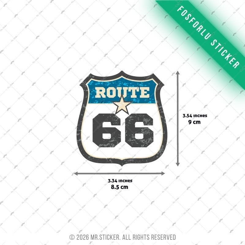 GIDW30 Karanlıkta Işıldayan Route 66 Etiketi