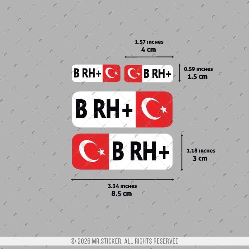 GIDWBT05 Karanlıkta Işıldayan B Rh Pozitif (+) Kan Grubu Etiket Seti