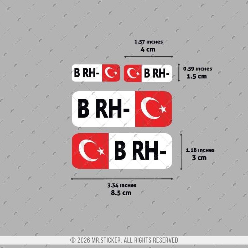 GIDWBT06 Karanlıkta Işıldayan B Rh Negatif (-) Kan Grubu Etiket Seti