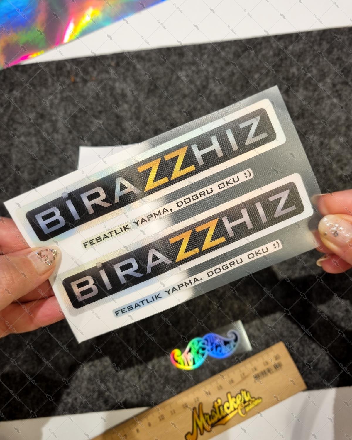 HLG44 Hologram Biraz Hız Yazılı Etiket İkili Set