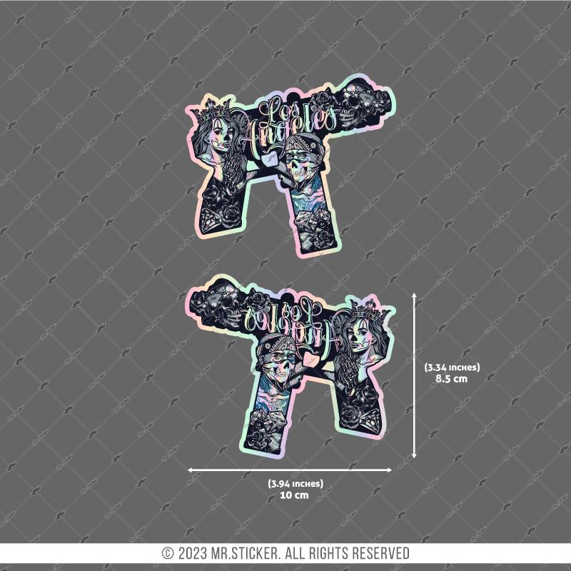 HLG81 Hologram Gangsta Motifli Uzi Etiketi Simetrik İkili Set