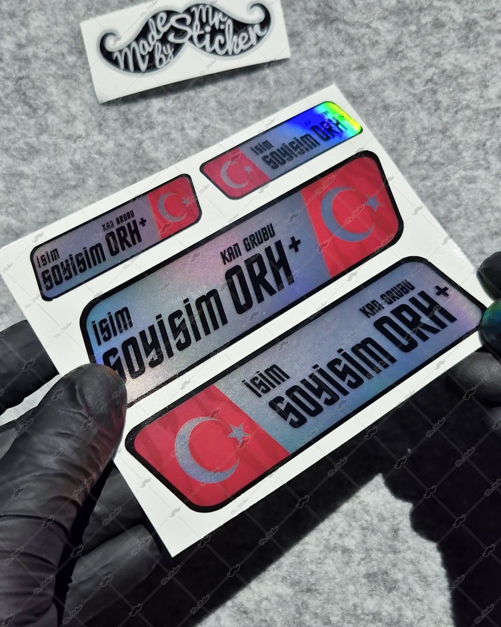 HLGBT09 Hologram İsme Özel Kan Grubu Etiket Seti