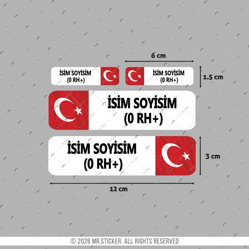 HLGBT10 Hologram İsme Özel Kan Grubu Etiket Seti