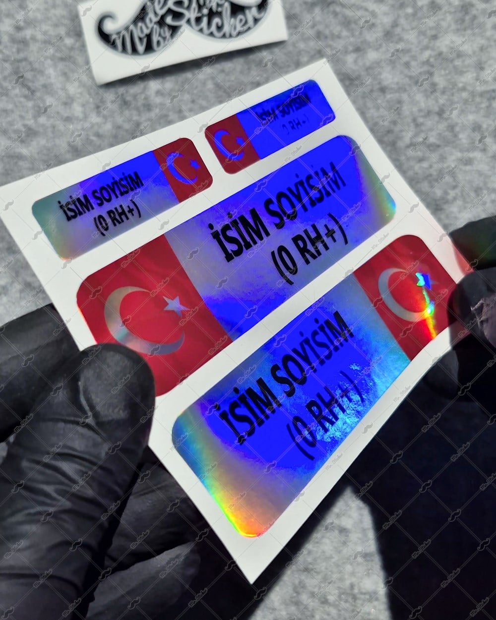 HLGBT10 Hologram İsme Özel Kan Grubu Etiket Seti