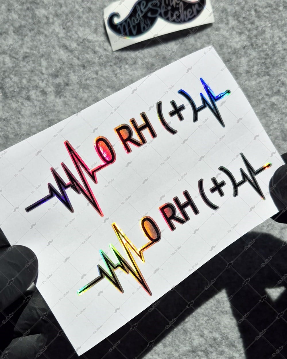 HLGBT42 Hologram Kalp Ritmi Desenli 0 Rh Pozitif (+) Kan Grubu Etiketi 2 li Set