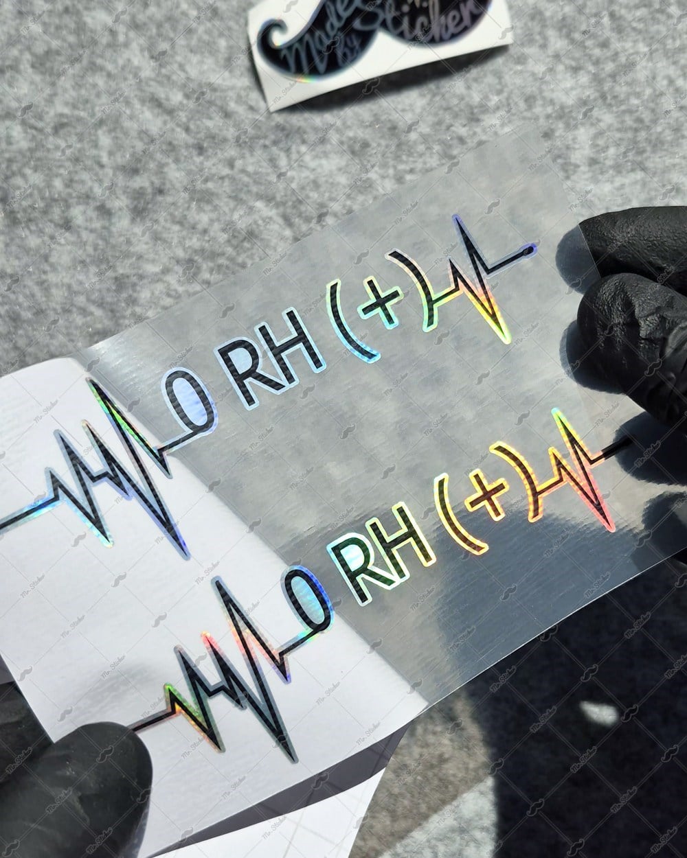 HLGBT42 Hologram Kalp Ritmi Desenli 0 Rh Pozitif (+) Kan Grubu Etiketi 2 li Set