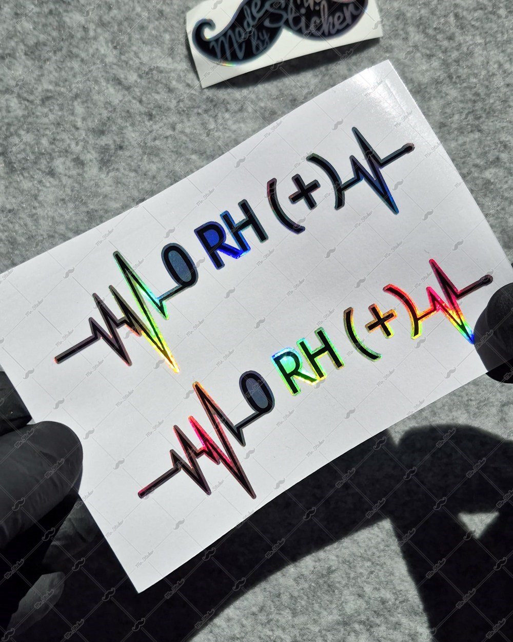 HLGBT42 Hologram Kalp Ritmi Desenli 0 Rh Pozitif (+) Kan Grubu Etiketi 2 li Set