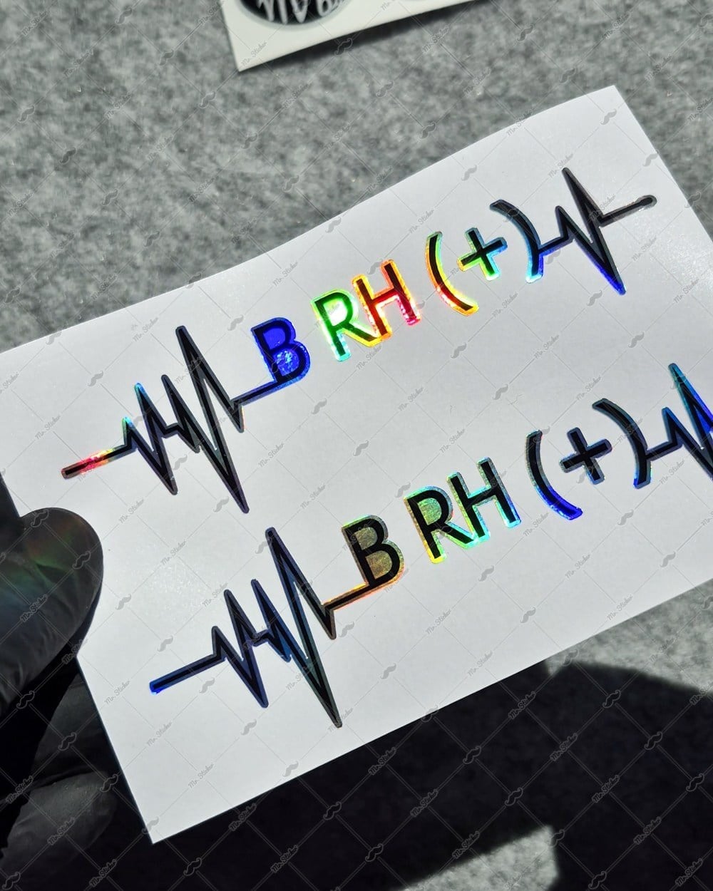 HLGBT45 Hologram Kalp Ritmi Desenli B Rh Pozitif (+) Kan Grubu Etiketi 2 li Set