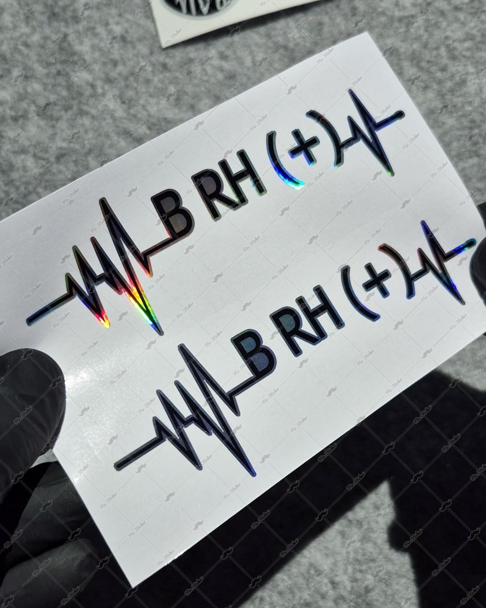 HLGBT45 Hologram Kalp Ritmi Desenli B Rh Pozitif (+) Kan Grubu Etiketi 2 li Set